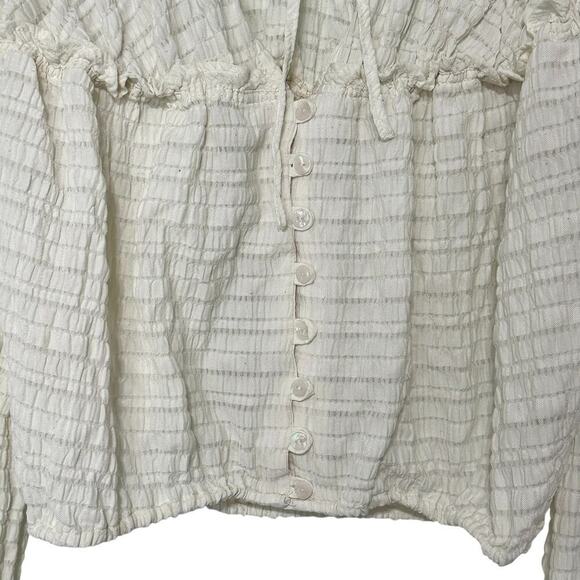 Free People Hailey Cropped Blouse in Ivory (M) - Picture 7 of 16